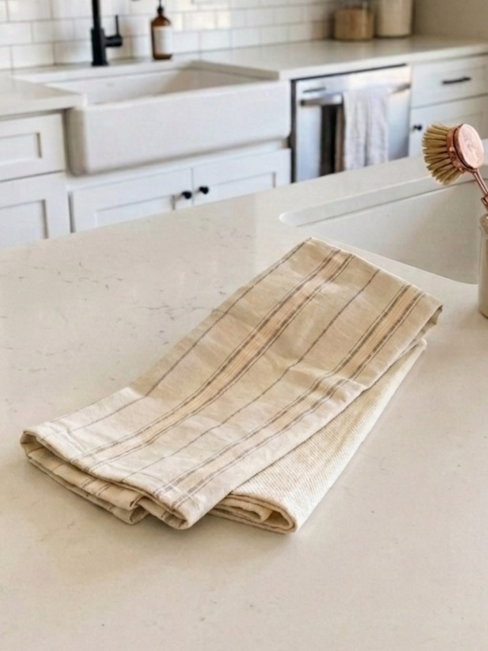 NWOT Hearth & Hand with Magnolia Blue Striped Flour Sack Kitchen Dish Towels Set